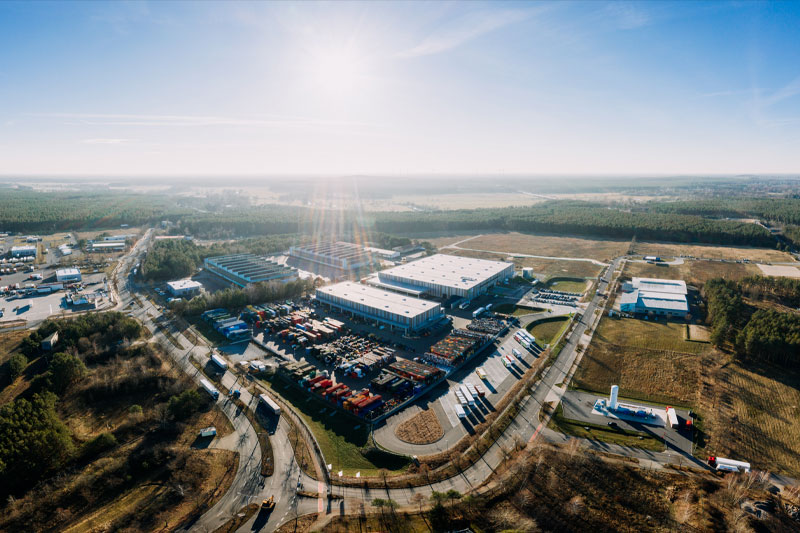 An aerial view of a large industrial area taken by a drone from Nashville Corporate Media